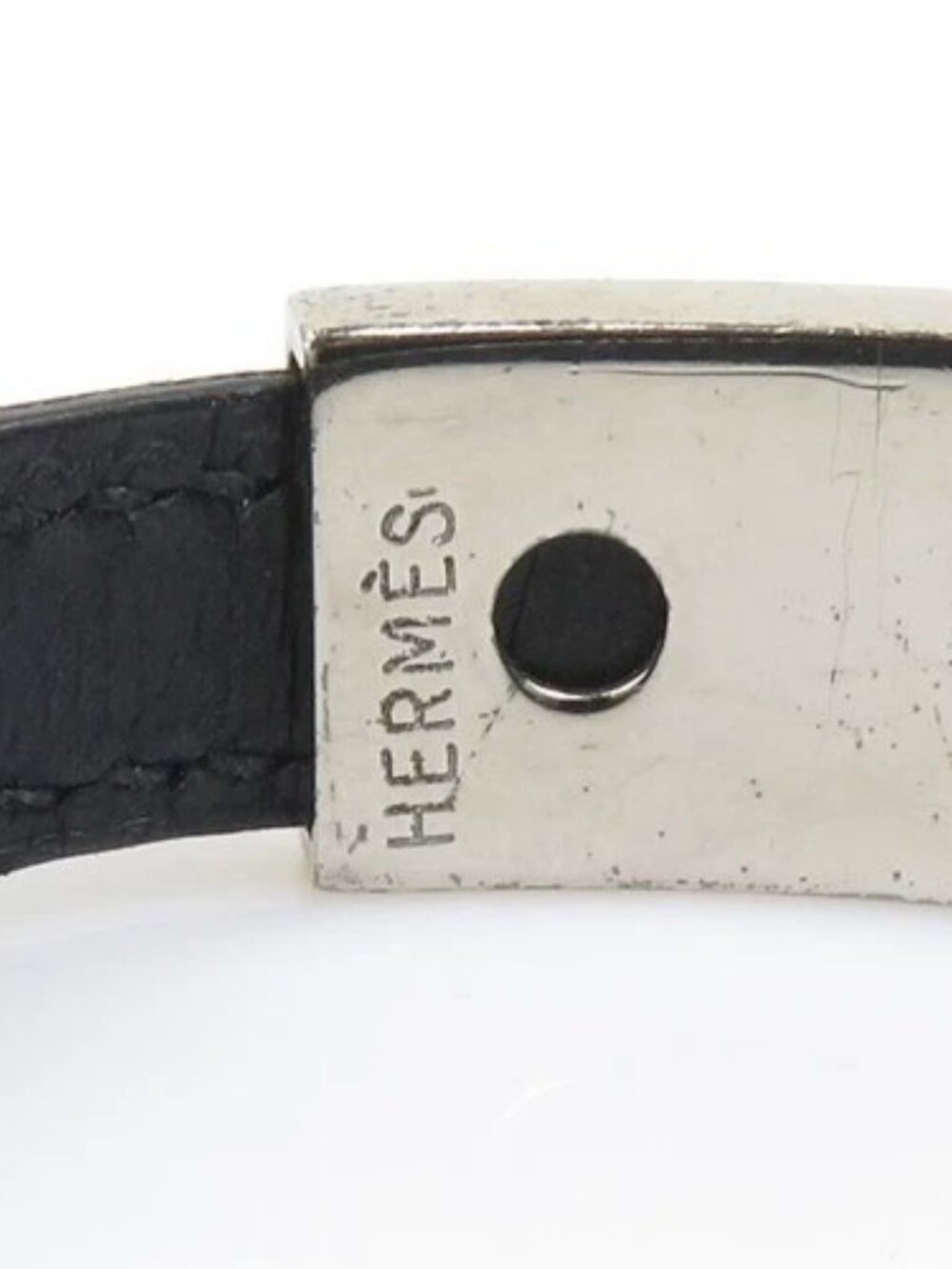 Auth HERMES Pusupusu Bracelet Black/Silver Leather/Metal - 56347a - Picture 9 of 10